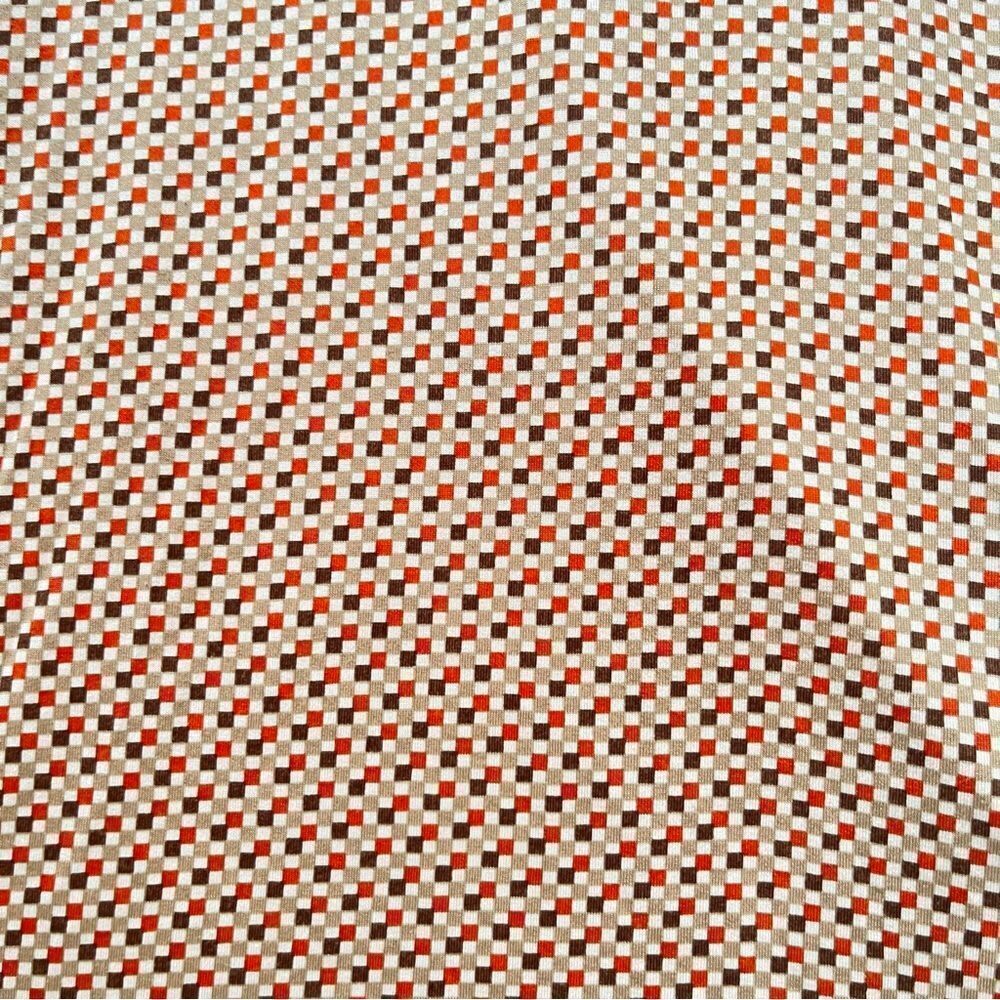 Bobby Chan Tan Orange Geometric Pattern Silk Cotton Blend Golf Polo‎ Shirt - Picture 3 of 7